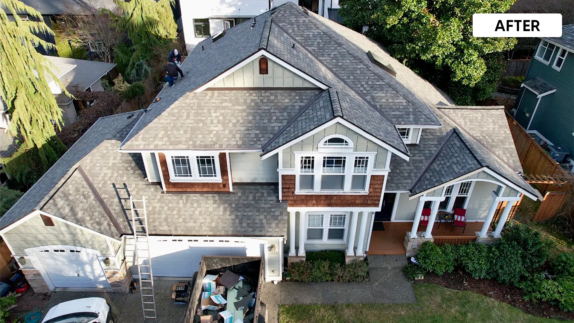 Same roof after Valentin Roofing full replacement with new shingles